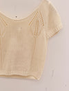 SWAYING 25 Early Autumn Shoulder Hollow Short Sleeve Knit Cardigan SW-SW25PF1T10C1-MB Off-white
